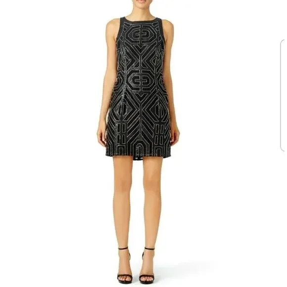 VIE LA V Women’s Size 6 Black Beaded Shift Cocktail Dress LBD Evening Party - Picture 1 of 6